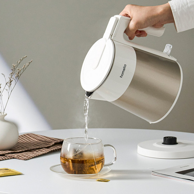 홈리아 무선 전기포트 스테인리스 전기주전자 티포트 커피포트 1L
