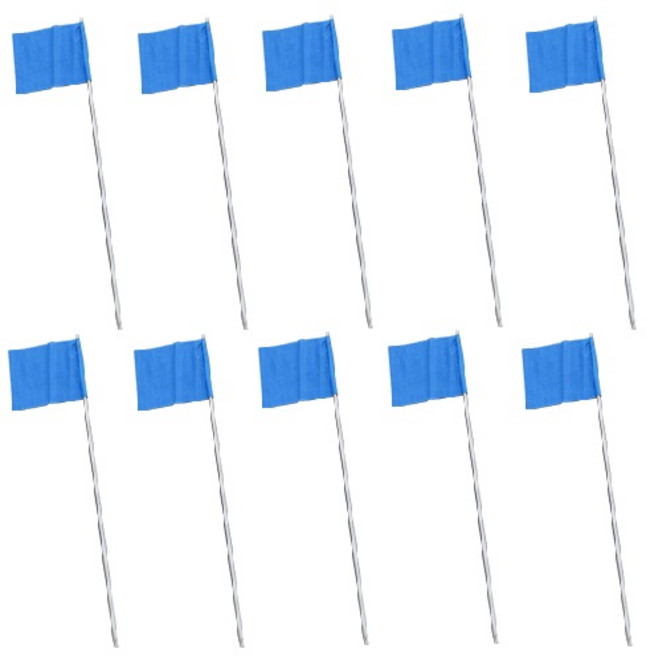 비닐 측량깃발 현장용 측량말뚝 표시 깃대 1.2M 10개, 측량깃발_파랑