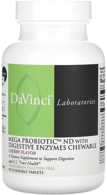 DaVinci Laboratories 소화 효소 함유 메가 프로바이오틱 ND 츄어블 체리 맛 츄어블정 90정, DaVinci Laboratories of Ver..., 1개 - 쿠팡