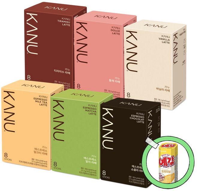 카누라떼 6종세트 (티라미수+돌체+바닐라+밀크티+말차+쇼콜라)+예감, 1세트, 8T(티라미수+돌체+바닐라+밀크티+말차+쇼콜라)+예감