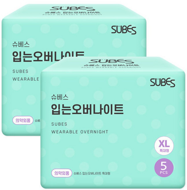 슈베스 입는 오버나이트 팬티형 생리대 특대형XL 5P x2팩, 오버나이트 이상, 5개입, 2개