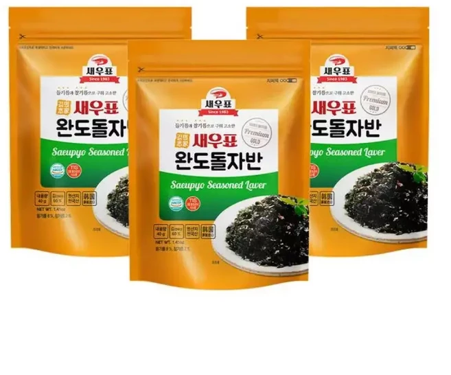 새우표 완도 고소한 돌자반 x 3봉, 40g, 1개