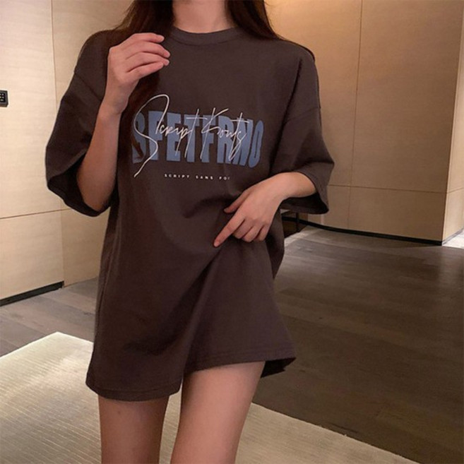 20대 대학생 박시 오버핏 레터링 데일리 반팔티