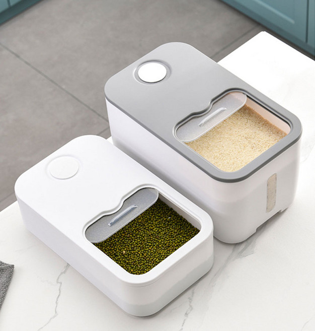 쌀통 쌀보관통 보관함 5kg 10kg, 그레이, 1개