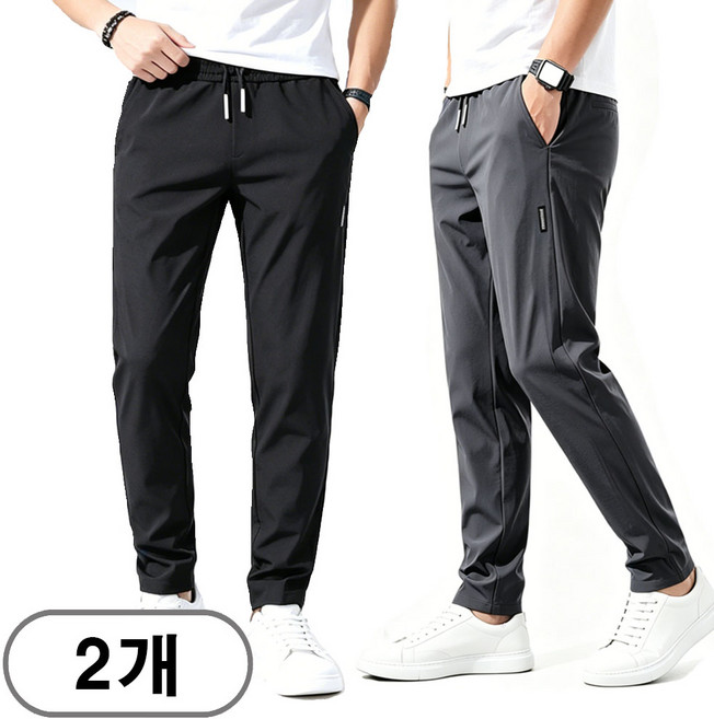 차쿠 1+1 남성 봄 여름 스판바지 일자 슬랙스 추리닝 트레이닝 바지 빅사이즈 중년 긴바지 작업바지