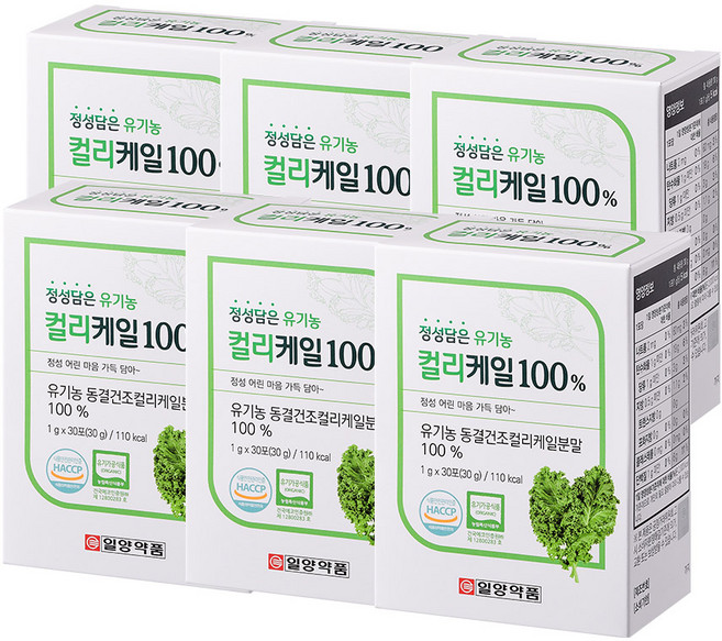 일양약품 정성담은 유기농 컬리케일 100% 유럽산 동결건조 케일분말, 6개, 30회분