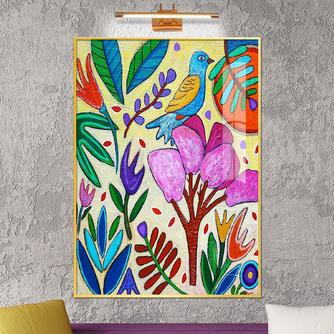 보고아트 알록달록 추상화 컬러플B 거실 카페 오피스텔 인테리어 소품 액자, [19]알록달록추상화_핑크 꽃 위참새
