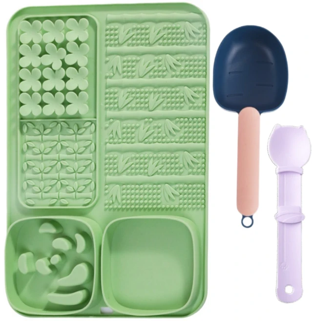 프라홈 반려동물 실리콘 논슬립 식판 급체방지 식기, 1개, 그린 - 쿠팡