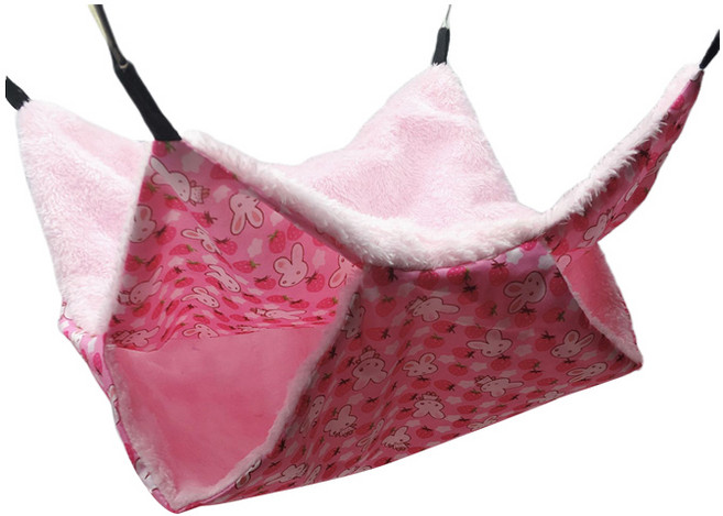 귀여운 기니 돼지 햄스터 매달기 해먹 따뜻한 침대 소프트 매트 작은 애완동물 우리 은신처 터널 동굴 쥐 페럿 돼지 다람쥐와 호환 가능, 분홍색, 핑크색, S