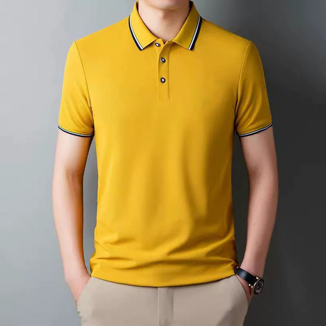 여름 필수 자수 남성 POLO 반팔 셔츠 중청년 스타일 고급 반팔 상의 면 소재 디자인 시원 골프 티셔츠 통기성