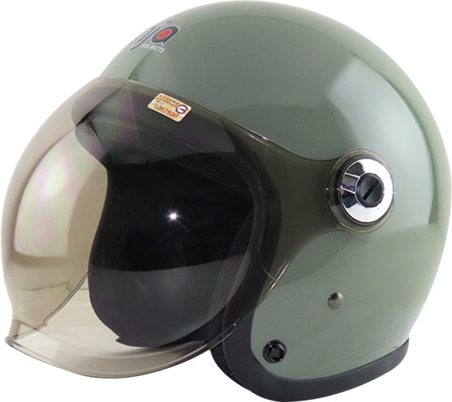 ninja 復古 3/4 罩式泡泡鏡安全帽, 草綠