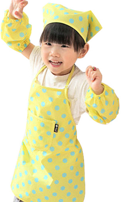 플리에 방수 앞치마두건토시세트, 노랑민트땡