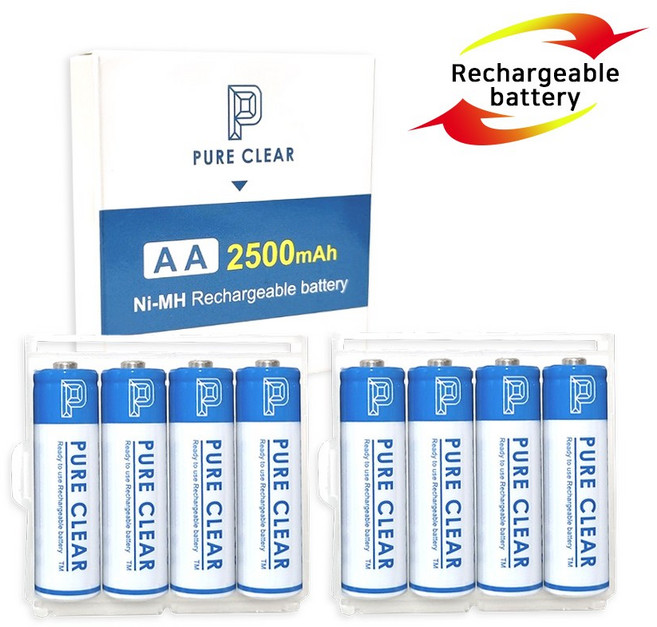 퓨어클리어 AA 2500mAh 8알 케이스포함 충전지 건전지 배터리, 퓨어클리어 AA 2500mAh 8알 (케이스포함)