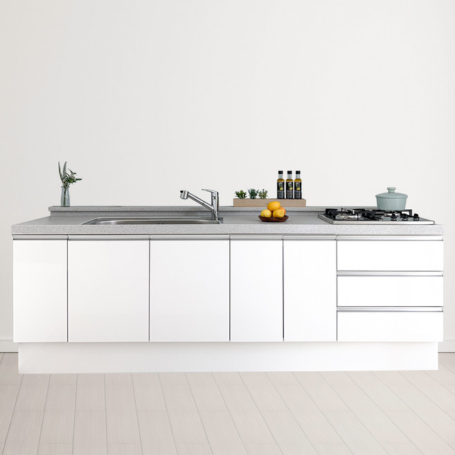 지안데코 인조대리석 싱크대 - 하부장 세트 07 2400A, 무광 화이트, 아티스