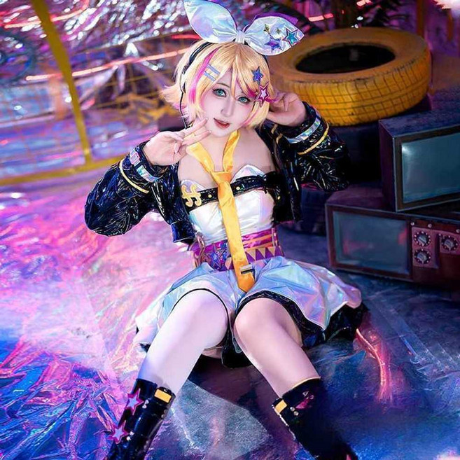 카가미네 린 렌 의상 코스프레 뮤즈 대쉬 보컬로이드 코스튬 옷 행사 촬영