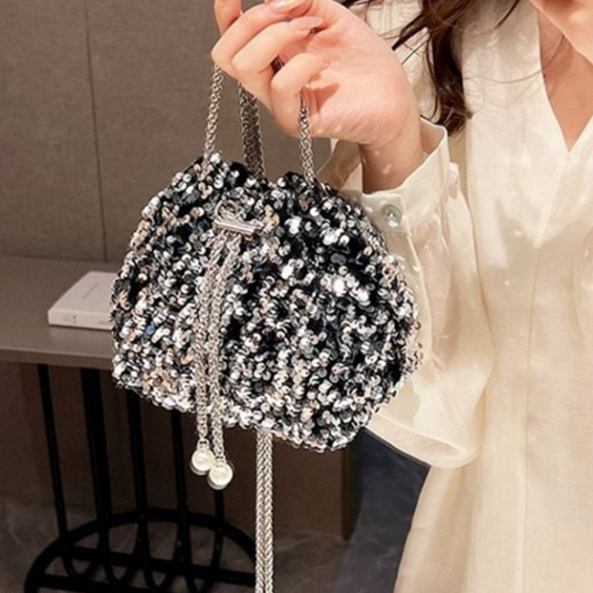여성 스팽글 복조리 백 반짝이 데일리 복주머니 여성 숄더백 가방 크로스 파티