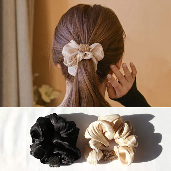 미스21 로이쥬 큐빅 곱창 헤어끈 머리끈 2개 세트 (hs541)