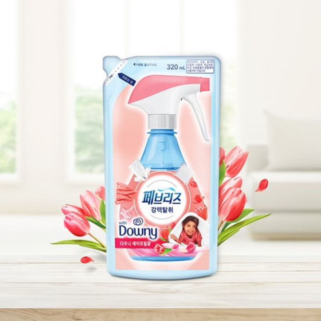 페브리즈 섬유 탈취제 다우니 에어프릴향 320ml 1개 리필 섬유탈취제 섬유향수 실내방향제 실내탈취제