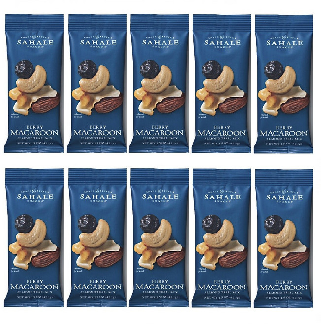 프리미엄 영양간식 시즈닝 믹스넛 견과류 코코넛 캐슈넛 블루베리마카롱 아몬드 /한줌견과 과자간식 하루견과, 42.5g, 10개