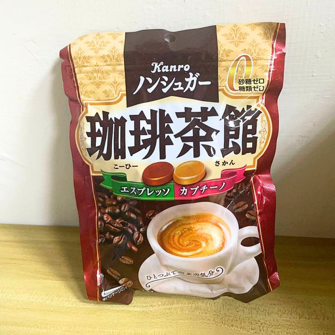 Kanro 珈琲茶館 咖啡糖 零砂糖 零糖質 濃縮咖啡 卡布奇諾, 72g, 1個