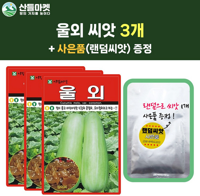 산들마켓 울외 씨앗 20립 오이참외씨 나나스케 3개+랜덤 씨앗 1개 증정