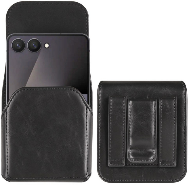 레더 허리 벨트 폰케이스 플립형, 1개, 블랙