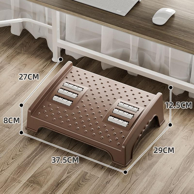升級加厚擱腳凳 辦公室足踏板 擱腳踩踏板 墊腳凳 腳蹬 人體工學踏板, 【大號】咖啡色