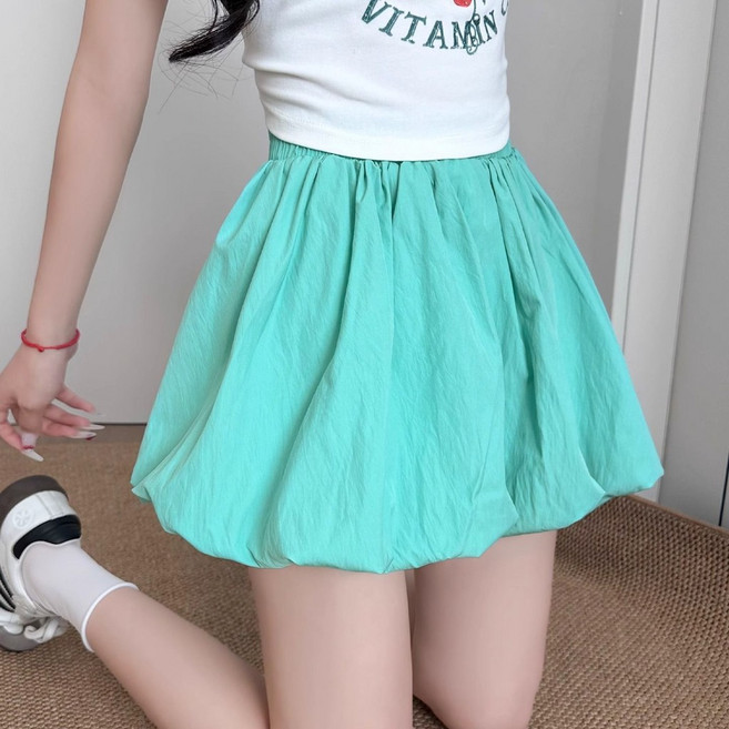 黑色花苞短褲女夏薄款 2025新款高腰顯瘦燈籠褲 小個子三分闊腿裙褲 運動熱褲