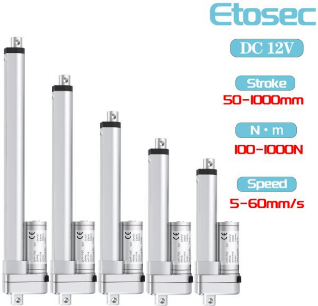 왕복 모터 선형 액추에이터 엑츄에이터 리니어모터 Etosec 태양열 트래커 전동 12V 50mm 200mm 600mm 900mm 1000mm 90 mm/s, 1개, 89) Stroke 600mm - 12V-1000N 5