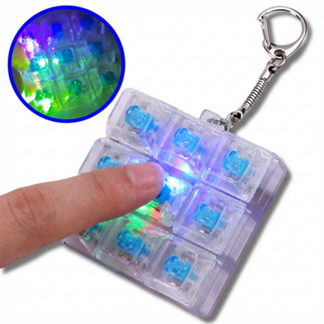 3세대 키캡키링 투명 LED 청축 딸깍이 피젯 스위치, 키캡키링 투명 LED 9구, 1개