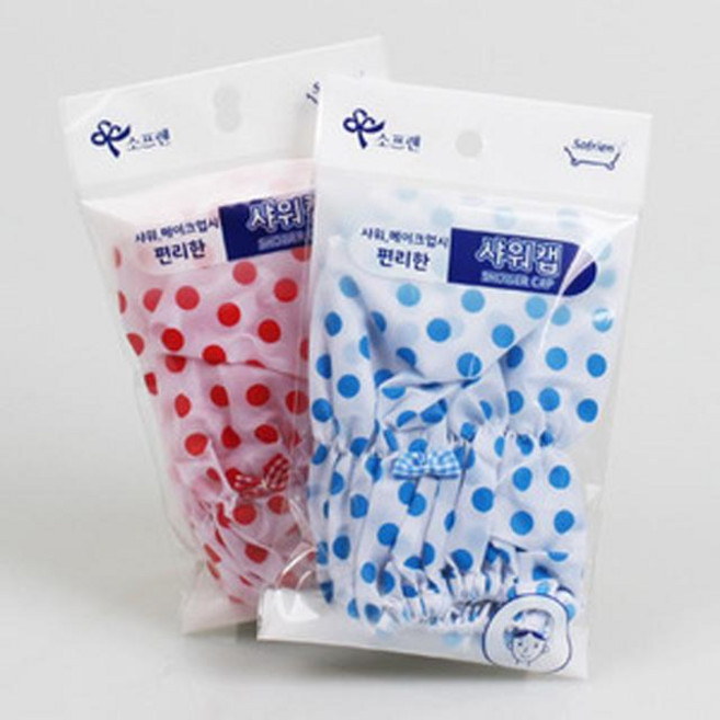 소프렌 도트 샤워캡 헤어캡 세안밴드목욕캡 샴푸캡, 랜덤, 1개