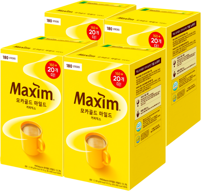 맥심 모카골드 마일드 커피믹스 720T(180Tx4개), 4개, 180개입, 12g
