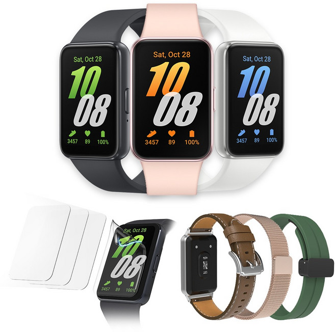 삼성 갤럭시 핏3 (필름 4매+랜덤 스트랩 패키지), 블루투스, 4cm, 핏3 그레이+필름 4매+랜덤 스트랩