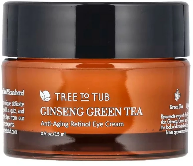 Tree To Tub 인삼 녹차 안티에이징 레티놀 아이 크림 15ml(0.5oz) Tub (트리 투 텁), 1개 - 쿠팡