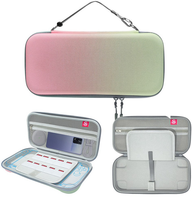 플쿠아 닌텐도 스위치2 그라데이션 케이스 파우치 수납 가방, 1개, 라이트핑크그린, 닌텐도스위치2 컬러프