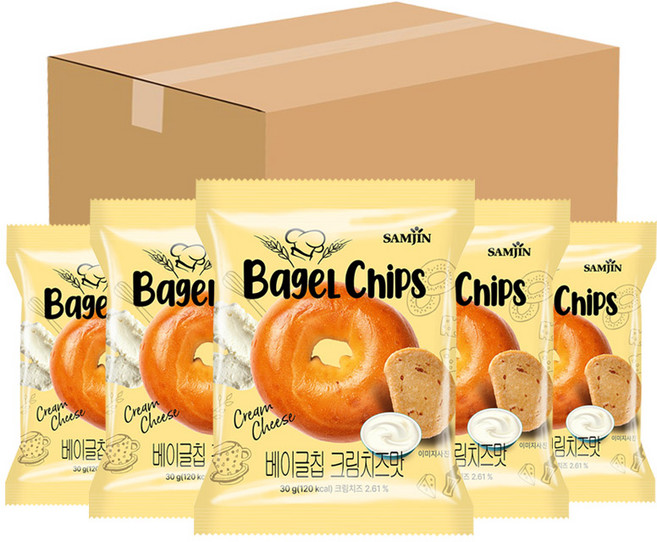 삼진 베이글칩 크림치즈맛, 30g, 24개