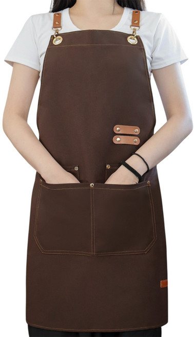 리빙코 카페 바리스타 방수앞치마, 1개, 브라운