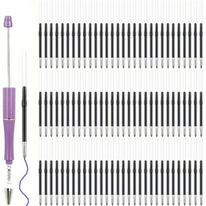 MexSpFit 플라스틱 구슬 볼펜용 펜 리필심 100개입 대량 리필 (파란색) 114779, Blue
