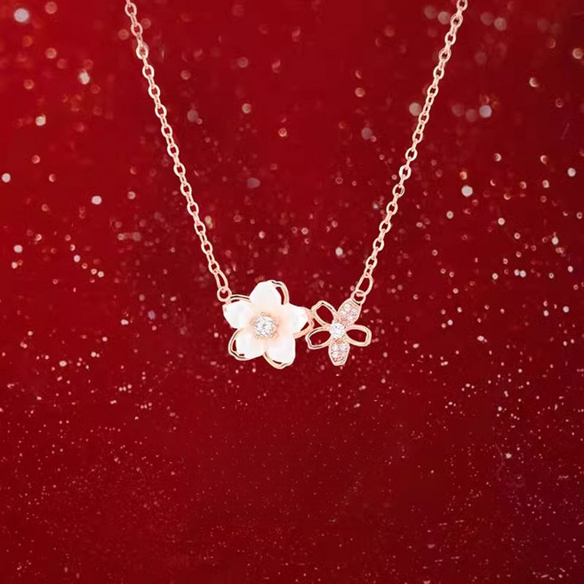 비비드칙 고급 벛꽃 지르콘 체인 S925은 베이스 목걸이