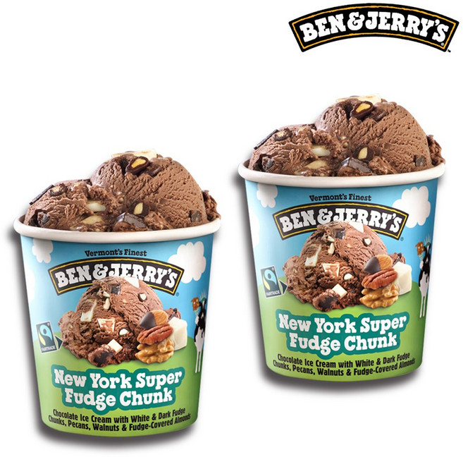 벤앤제리스 뉴욕 수퍼 퍼지 청크 초콜릿 473ml 아이스크림 파인트 프리미엄 수입, 2개