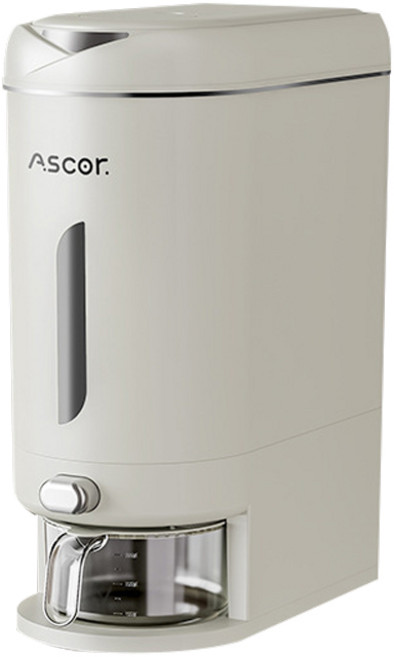 원터치 밀폐 계량 쌀통 10kg 쌀보관통 잡곡통 계량 쌀보관함, 그레이, 1개