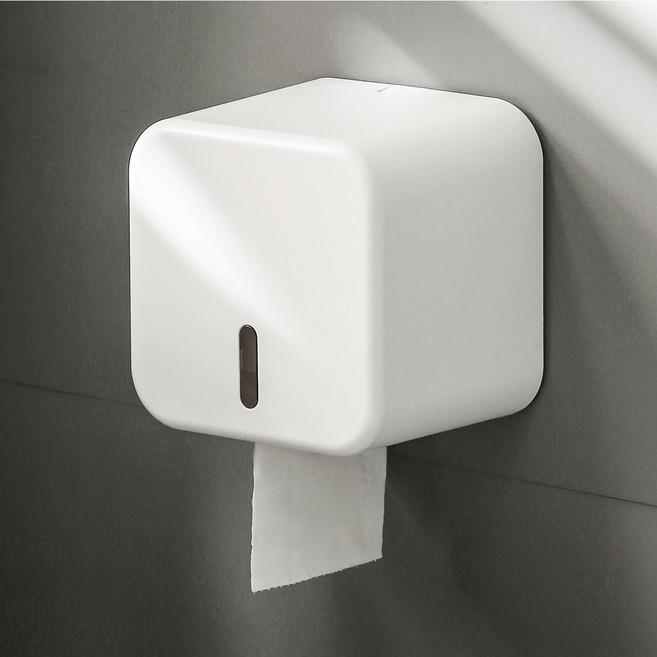 바이챈스 방수 화장실 휴지걸이 두루마리 휴지 케이스 무타공, 1개, 화이트