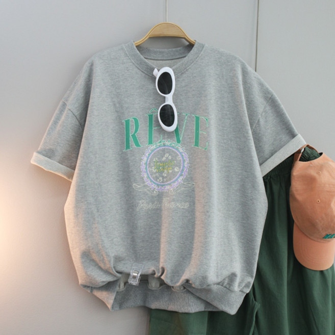 달콩 여성 REVE레터링반팔맨투맨 여름티 오버핏