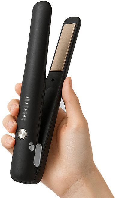 Darlisex 무선 고데기/판고데기 2in1USB충전용 4단계 온도조절 고데기, 블랙