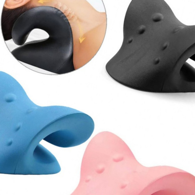 목 경추 마사지 베개 C형 쿠션 양방향, 마사지베개(블루)