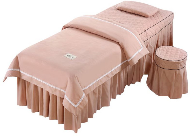 미용샵 이불 마사지 미용 침구 4종 세트, 레드