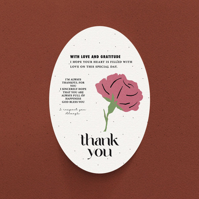 키치 카네이션 타원 스티커 어버이날 스승의날 감사스티커 40매, 무광 스티커 40매