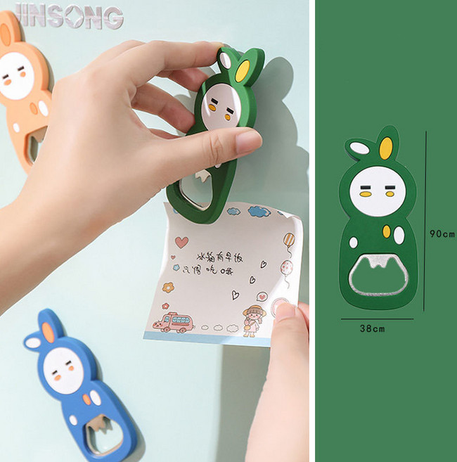 러블리 꽐랑이 마그넷 맥주 오프너 병따개 냉장고 자석형, 그린, 1개
