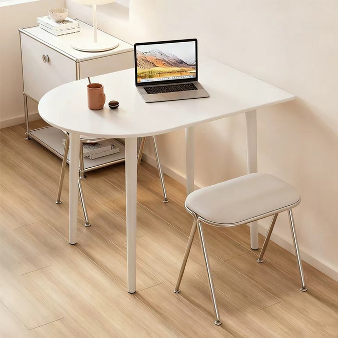 반타원 식탁 테이블 인테리어 무드의 카페테이블, 2인용, 화이트