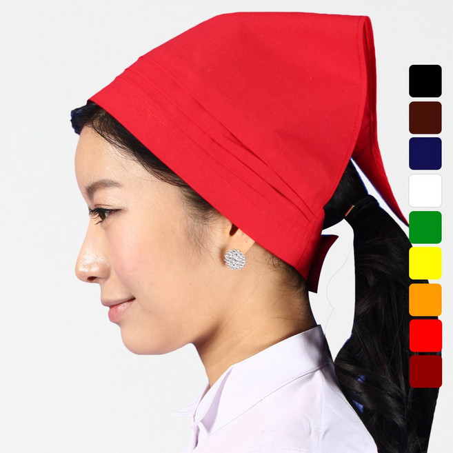 레뷰가운 AC16 삼각 스카프 벨크로 찍찍이 두건 주방두건 주방모자 위생모자 조리모, AC16_브라운, 1개